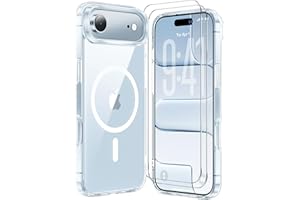 Bruzaio iPhone Air 用 ケース【強化フィルム2枚付き】Magsafe対応・米軍規格 いphoneAir スマホケース 半透明 耐衝撃 指紋防止 滑り止め マグネット搭載 ワイヤレス充電 耐久性 黄ば 全面保護 あいふおんAirケース