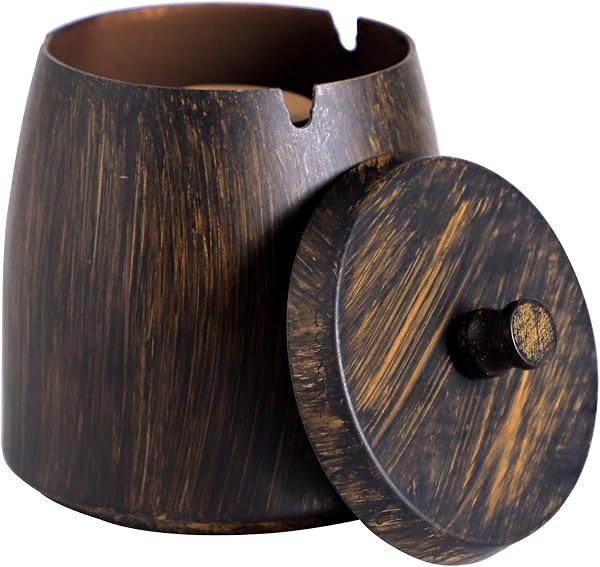 VVMONE Cigarette Ashtray with Lid, Stainless Steel Smokeless Windproof Ashtray with Non-Slip Mat, Suitable for Indoor and Outdoor (Bronze, 12 X 10 X 11cm) - 1