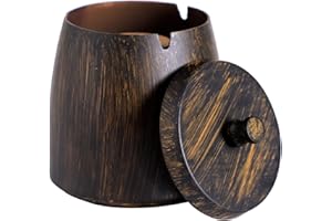VVMONE Cigarette Ashtray with Lid, Stainless Steel Smokeless Windproof Ashtray with Non-Slip Mat, Suitable for Indoor and Outdoor (Bronze, 12 X 10 X 11cm)