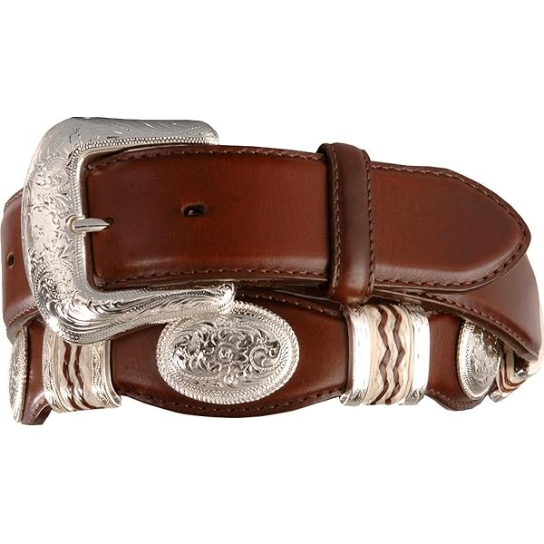 Tony Lama メンズ デュークレザーベルト エイジドバーク 36 シルバー Tony Lama メンズ デュークレザーベルト エイジドバーク 36