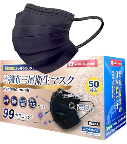 Amazon.co.jp: リブふわ口元立体マスク ブラック 50枚 : 産業・研究
