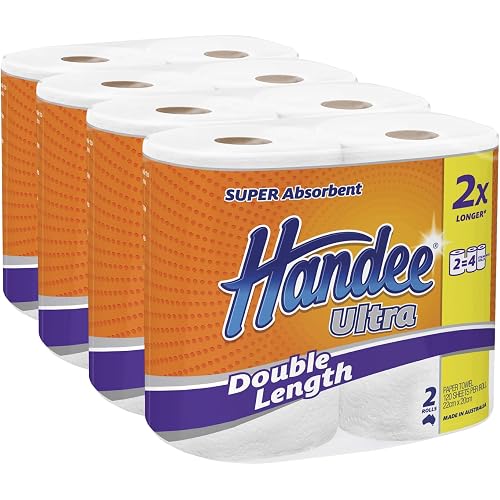 Handee Ultra White Double Length Paper Towel, 8 Rolls Value Pack
