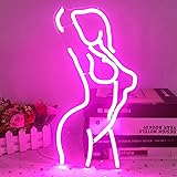 レディネオンサイン 調光可能 レディネオンライト LEDネオンサイン ウォールデコレーションサイン 部屋インテリアライト ベッドルーム バー クラブパーティーウォールアートデコレーションネオン管(15.7X8.9インチ、ピンク)