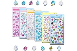 YAYAMIYA 6枚セット 3dシール 立体シ ール たまごっち しずくちゃん まめっち めめっち くちばっち ぷくぷく レリーフシールセット マシュマロ風 おしり タイル 手帳 可愛い ステッカー キラキラ デコシール ごほうび 子供 貼り付け可能 贈り物 DIY用 手帳用 (6セット-SD)
