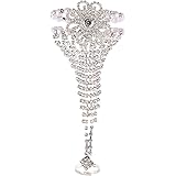 Efulgenz Rhinestone Crystal Hand Chain Bracelet With Ring, Slave Chain Link Finger Ring Free Size Harness Bracelet for Women 