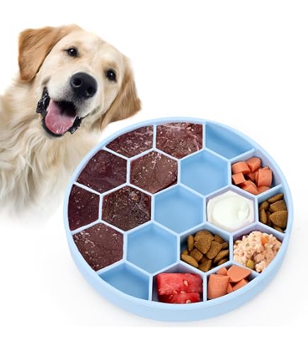 ZOURYNUA Slow Feeder Dog Bowl - Silicone Food Bowl With Suction Cups, Non-Slip, For Fast Eaters (Light Green)