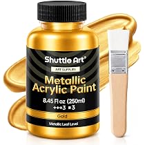 Amazon | Shuttle Art アクリル絵の具 ゴールド メタリックカラー