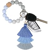 Silicone Key Ring Bracelet, KeyChains for Women,Car Keychain Beaded Wristlet Tassel for Women and Girls.