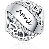 Linorui Birthstone Charms for Charms Bracelet 925 Sterling Silver Bead Openwork Charms Fit Pandora Charms Bracelet, Fit Women