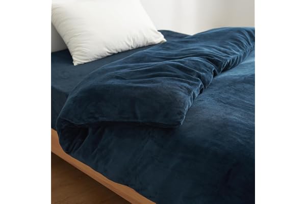 クモリ(Kumori) 掛け布団カバー シングル 暖かい フランネル 「極暖シリーズ」 持続温感 冬用 マイクロファイバー 吸湿発熱 なめらか 毛布タッチ 静電気防止 防寒対策 単品売り 掛けふとんカバー 洗える 150X210cm ネイビー