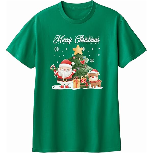 Amazon | クリスマスTシャツ ユニセックス かわいい サンタ トナカイ