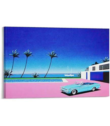 Amazon.co.jp: トライエックス ポスター 永井博/WHITE CAR AND THE