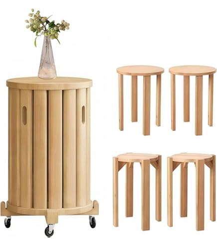 Amazon.co.jp: Mangowood スタッキングチェア 木製 スツール 4脚セット