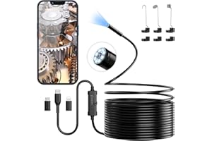 Endoscope Inspection Camera, Ennovor 1920 HD Flexible Rigid Snake Probing Tool, 8 LED Lights No WiFi Snake,Waterproof IP67 Tube Sink Pipe Drain Camera for Android iOS Tablet Samsung (16.4 ft/ 5m)