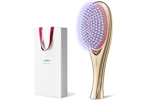 「ひるおび」にて紹介 wavewave ems ヘアブラシ 赤色LED サラサラ 髪 髪の毛 クッションブラシ くし クリスマス 誕生日 女性 レディース 妻 彼女 母 プレゼント (ゴールド ギフト用)