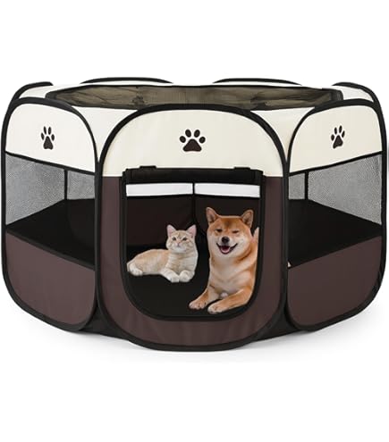 折りたたみケージ Amazon.co.jp: Iris Ohyama Foldable Circle, browns : Pet Supplies