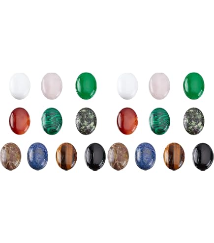 Amazon | Beadthoven 天然石カボション 14個セット フラットラウンド
