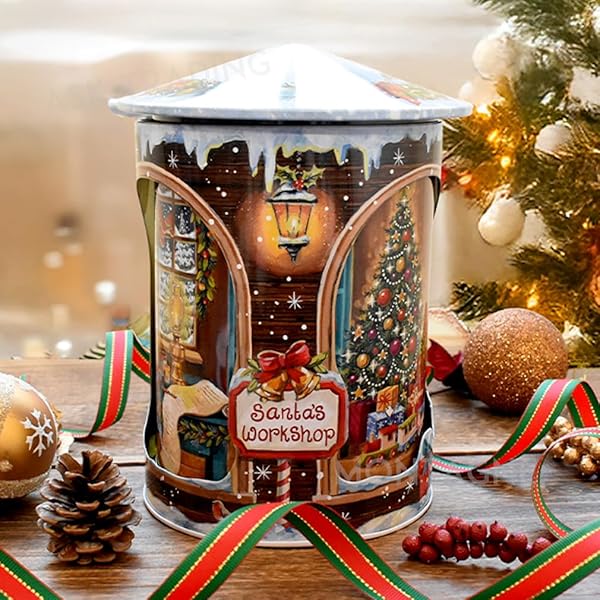 Amazon.co.jp: シルバークレーン社 回転 オルゴール缶 ビスケット