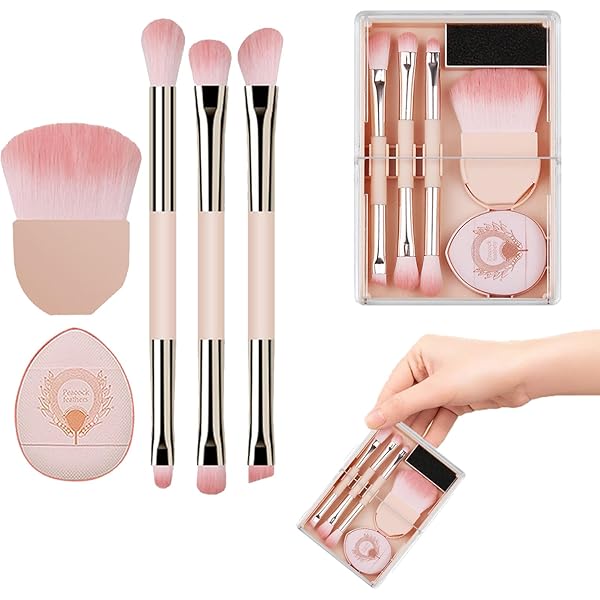 Amazon.co.jp: メイクブラシセット 鏡附【5本セット】メイク