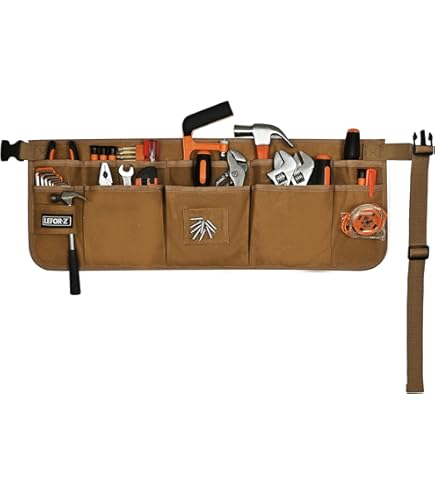 Graintex 11-Pocket Suede Leather Tool Apron In Lime Green With 2 Hammer Holders And Suspender Hooks DS2356 - The Home Depot