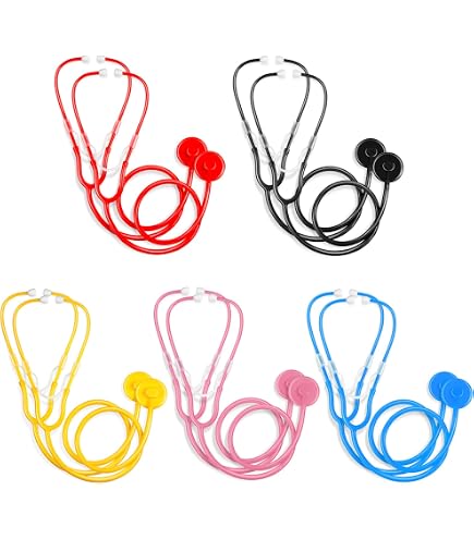RoundFunny 20 Pcs Kids Stethoscope Toy Real Working Plastic Stethoscope For Kids Role Play Girls Boys Doctor Nurse Accessories Costume School Career Day Cosplay(Black