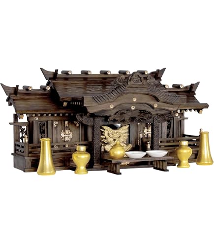 Amazon｜やまこう 神棚 龍神の御社 鶴は舞い、龍踊る 三社 入母屋 神棚