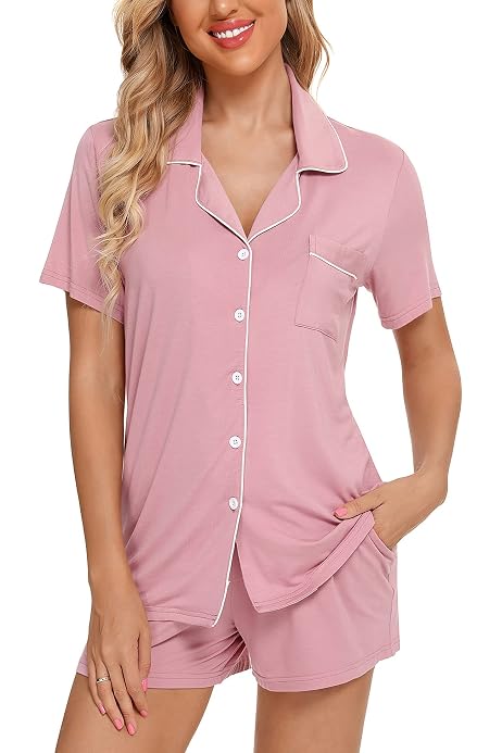Ekouaer Black Nightwear Set Womens 
