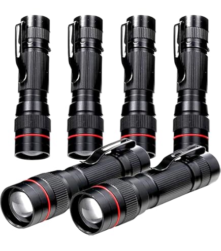 Mudder 10 Pack Mini LED Flashlights - 3 Mode Tactical Torch With Adjustable Focus (Black, White Light)