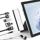 Surface Pro 9 ハブ 4K HDMI, USB-C Thunerbolt 4 (ビデオ+データ+100W PD充電), 2xUSB3.0, SD TFカードリーダー, 3.5 mmオーディオポート Surface Pro9 USBハブ ト