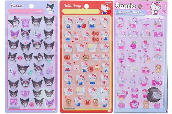 3dシール 立体シール 可愛いクロミ 3枚セット 携帯電話飾り用 DIY用 手帳用 貼り付け可能 手芸用品大容量 スマホケース 手帳 diy 贈り物ごほうび (A)