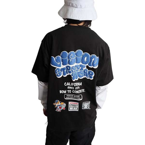 Amazon | [ヴィジョンストリートウェア] Tシャツ メンズ 長袖 綿100