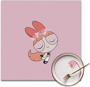 Amazon パワーパフガールズのピンクの壁紙 ランチョンマット 高級感 おしゃれ かわいい 食卓飾り 滑り止め 断熱 お手入れ簡単 コーヒーマット 家庭レストラン用 ４枚セット プレースマット30 30cm ランチョンマット オンライン通販