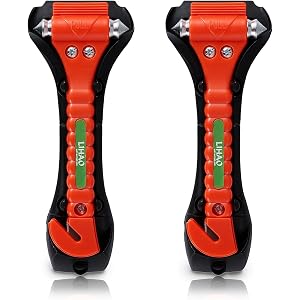 LIHAO 緊急脱出ハンマー 車用 家用 安全ハンマー 緊急ライフハンマー シートベルカッター付き 緊急ツール ケースホ…