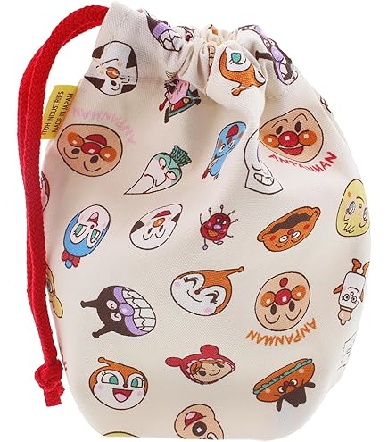 アンパンマン　特大門松88(正絹帯使用) アンパンマン フェイス巾着 袋 縦約16cm 横約20cm マチ約6cm