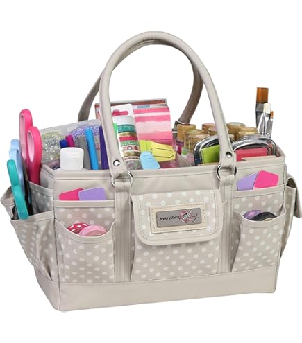 Jjring Craft Organizer Tote Bag, Art Storage Caddy With Multiple Pockets, Grey Sewing Bag For