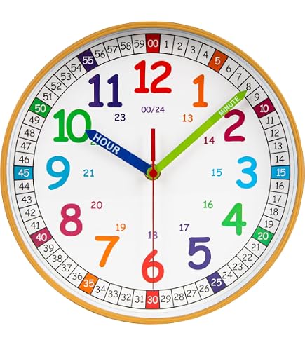 No-tick Classroom Clock 12 Inch Learning Clock For Kids - Silent ...