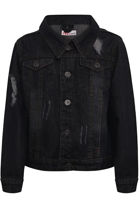 Kids Girls Denim Jacket Jet Black 