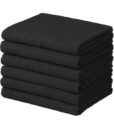Amazon | GamachaTowel フェイスタオル同色20枚セット (ブラック) 約34