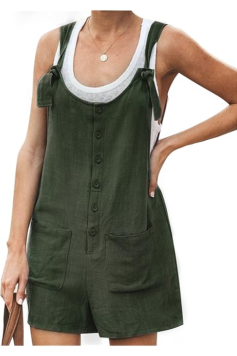 Overall Shorts Rompers with Pockets 