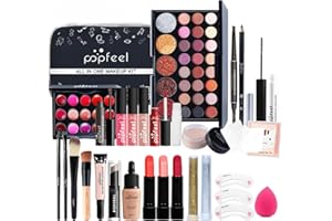 POPFEEL メイク コスメセット メイク 初心者セット 27PCS 大容量 コスメセット 防水 防汗 長持ち 人気 化粧品セット 韓国風 ナチュラルメイク ル美容メイクアップ化粧品セット 化粧品バッグ付 プレゼント (メイクアップセット 27PC