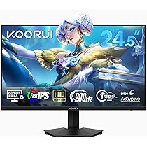 Amazon.co.jp: KOORUI ゲーミングモニター 24.5インチ IPS 200Hz 1ms