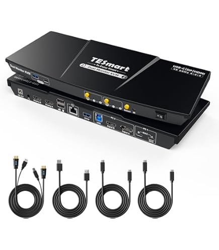Amazon.co.jp: TESmart KVMスイッチ 2入力2出力 USB-C+HDMI+