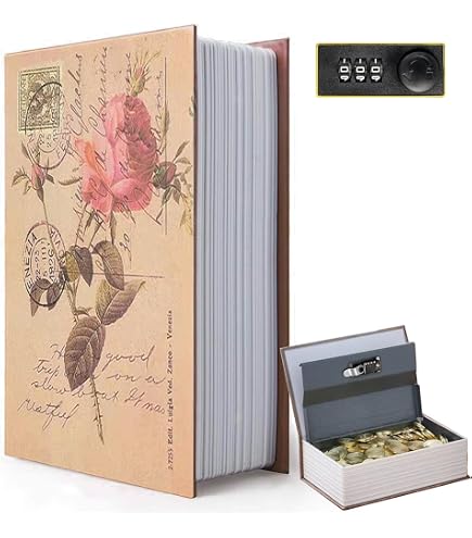 KYODOLED Book Safe With Key Lock – Dictionary Diversion Hidden Safe Box, 9.5" X 6.1" X 2.2" (Large, Paris Design)