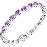 Belinda Jewelz Womens Classic 925 Sterling Silver Oval Gemstone Tennis Bracelet