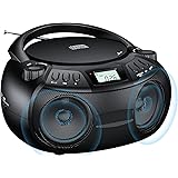 [2022年革新版] CDラジオ Bluetooth5.1 CDプレーヤー ポータブル Gueray CDラジカセ FM/AMラジオ CDプレイヤー デュアルスピーカー内蔵 1台多役 USB/AUXなどに対応 電話応答/拒否対応 PROG再生 記憶再