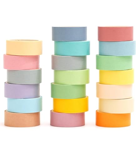 Amazon.co.jp: YUBBAEX 20巻 無地 マスキングテープ セット 虹の20色