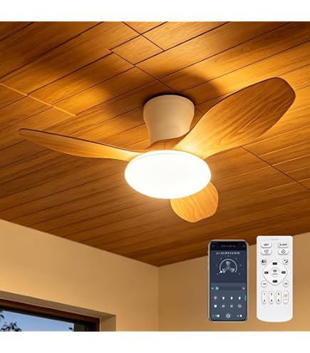 Amazon.co.jp : VENTOTA シーリングファンライト リモコン付 3枚羽 LED