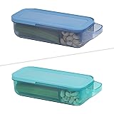 Sistema Ocean Bound Plastic Slide N Snack Container | 445 mL Food Container with Compartments | BPA-Free | Teal or Blue (Colo