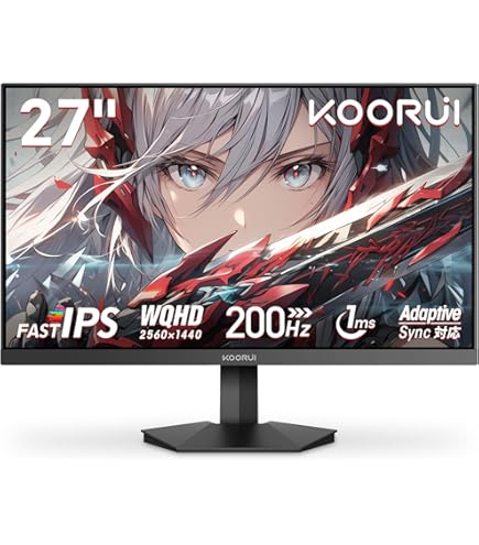 Amazon.co.jp: KOORUI ゲーミングモニター 240Hz 27インチ WQHD 1ms