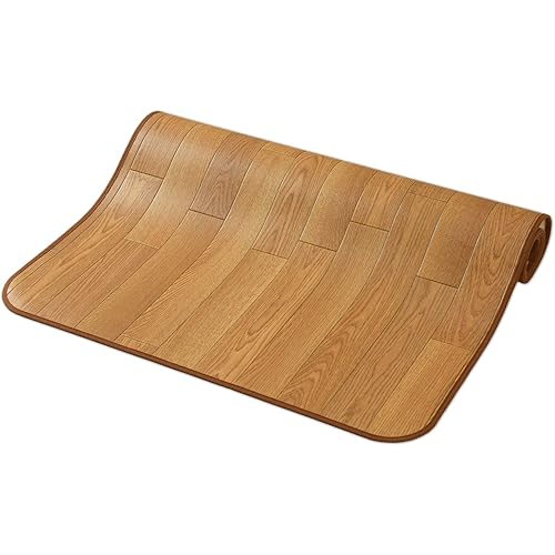 木目キッチンマット 幅広 撥水・防炎 ナチュラル 90×165cm